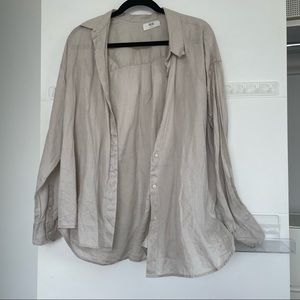 Uniqlo Linen Blend Button Down